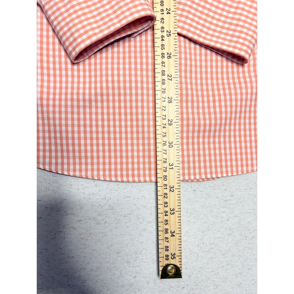 Kenneth Cole Reaction Mens Orange‎ Gingham Button Down Shirt L 16-16.5 34-35 - Picture 8 of 8